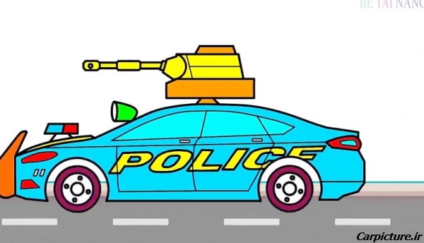 عکس نقاشی ماشین پلیس کودکانه