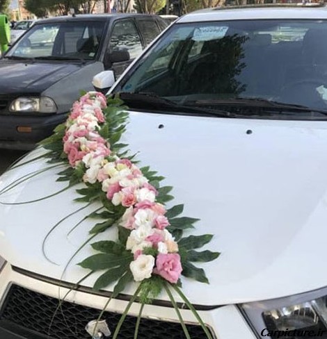 عکس گل کاری ماشین عروس