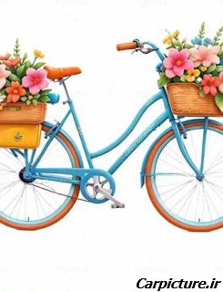 عکس دوچرخه با سبد گل